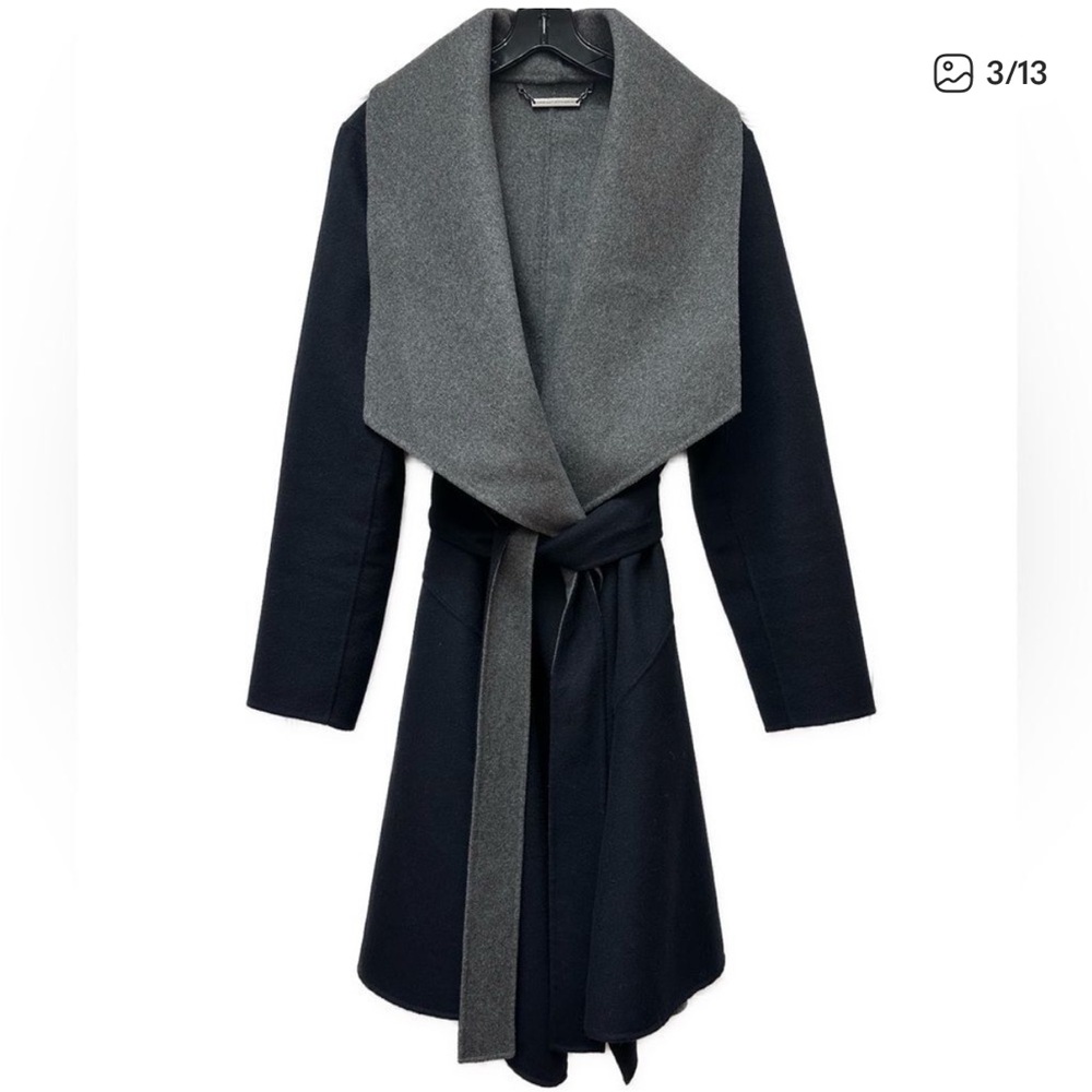 Diane Von Furstenberg Black and Gray Pea Coat - Picture 3 of 5